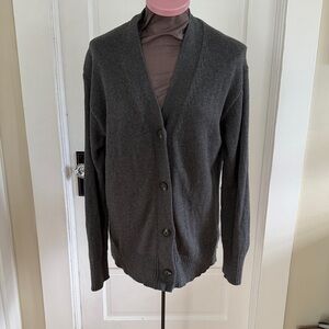 Everlane Grey Organic Cotton Cardigan Sweater Small